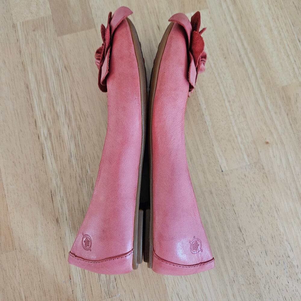 Born Julianne Coral Pink Leather Floral Rosette Ballet Flats Sz 6 - Picture 6 of 10